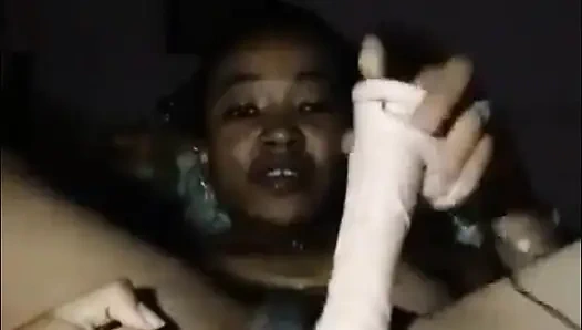 Sexy black GASY has fun with a big cock