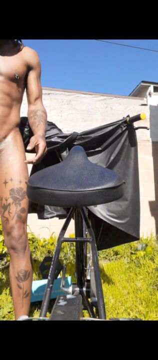 Exercise Bike Cumshot on Abandoned Property