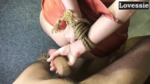 Bound, Hot, Long-Haired Russian MILF - a deep, sloppy blowjob and a hard doggy-style fuck - Lovessie