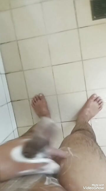 My big dick masterbation in cold shower