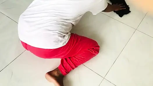 Bangla Desi stepmom Fucked by Her Stepson while she was working on the floor.