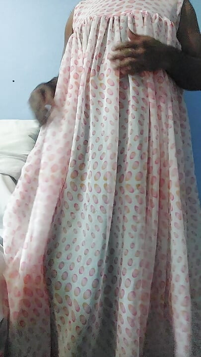 I'm masterbating and cum wearing a Silk Seethrough Night Gawun
