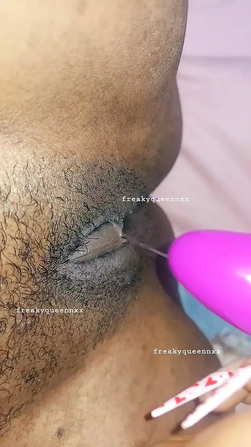 Solo Ebony masturbating with my vibrator and cum all over