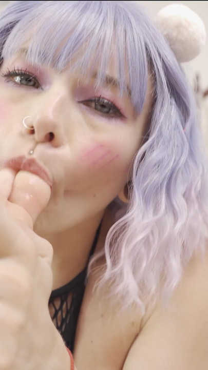 Feet worship. Kawaii girl licks her cute feet. Karneli Bandi