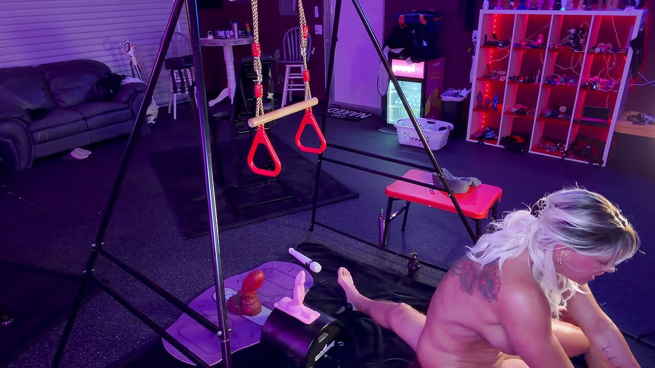 Hot Blonde Rides her Motorbunnywhile Her Mna Watches