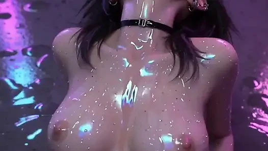 Alternative goth hentai girl masturbates and twerks