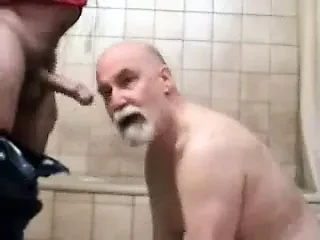 Sub daddy bear gettng fucked bareback and sucking