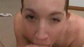 Cum hungry girl BJ and eats cum