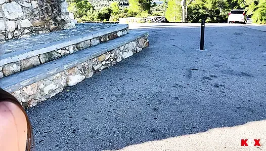 Public Blowjob Interrupted... Ended in the Car with a Big Cum Swallow - KLX