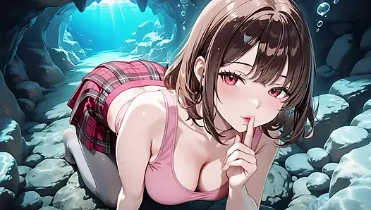 Hentai Girl Fucked Hard in Secret Underwater Cave - Massive Creampie Overflow