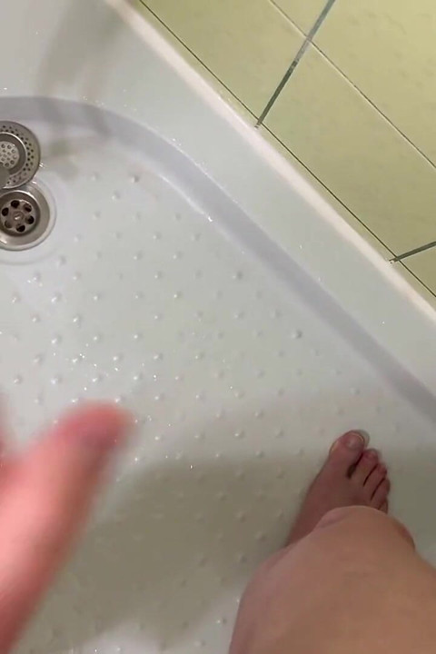 Masturbation and a Big Cumshot in a Public Shower