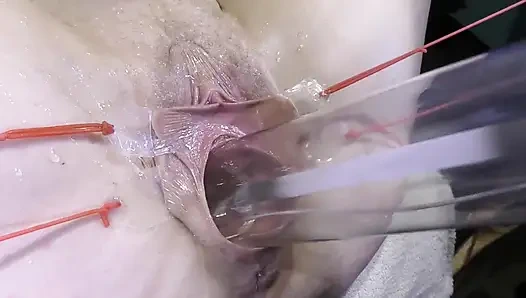 Weit Gespreizte Muschi Nahaufnahme Fickt Mit Lampe 1000 Watt