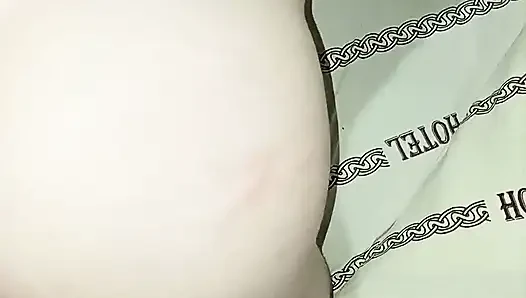 White ass opening her pink pussy to take cock