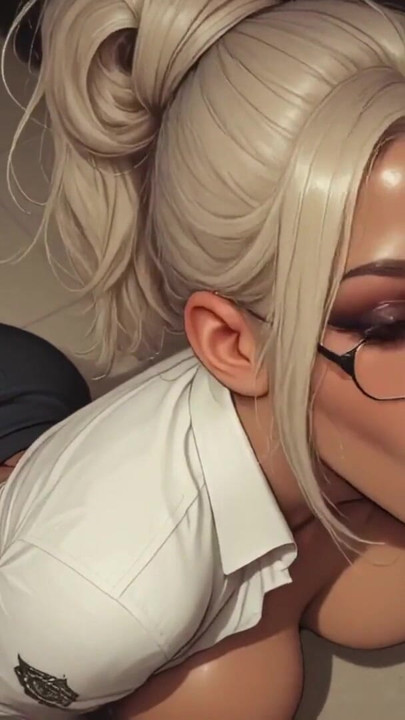 Store Bryster Sekretær Sjusket Blowjob og Våd Fisse Fuck! Ai genereret. Animeret porno | Klip 1