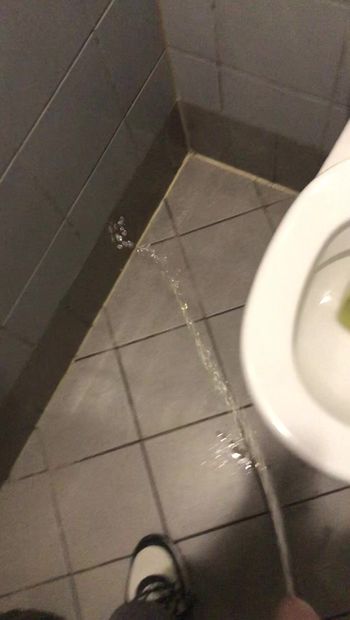 Pissing all over a toilet in a cafe