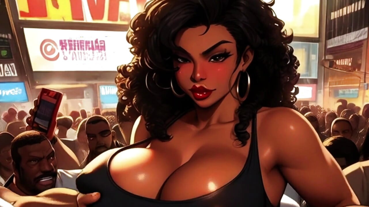 Tetona Tifa ama chupar polla negra en nalones picantes: Tifa en un hoyo de Mosh