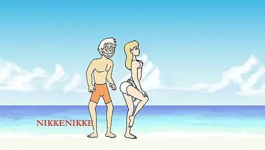 Hentai, Lucas the muscular surfer mercilessly, fucks his girlfriend non-stop on the beach
