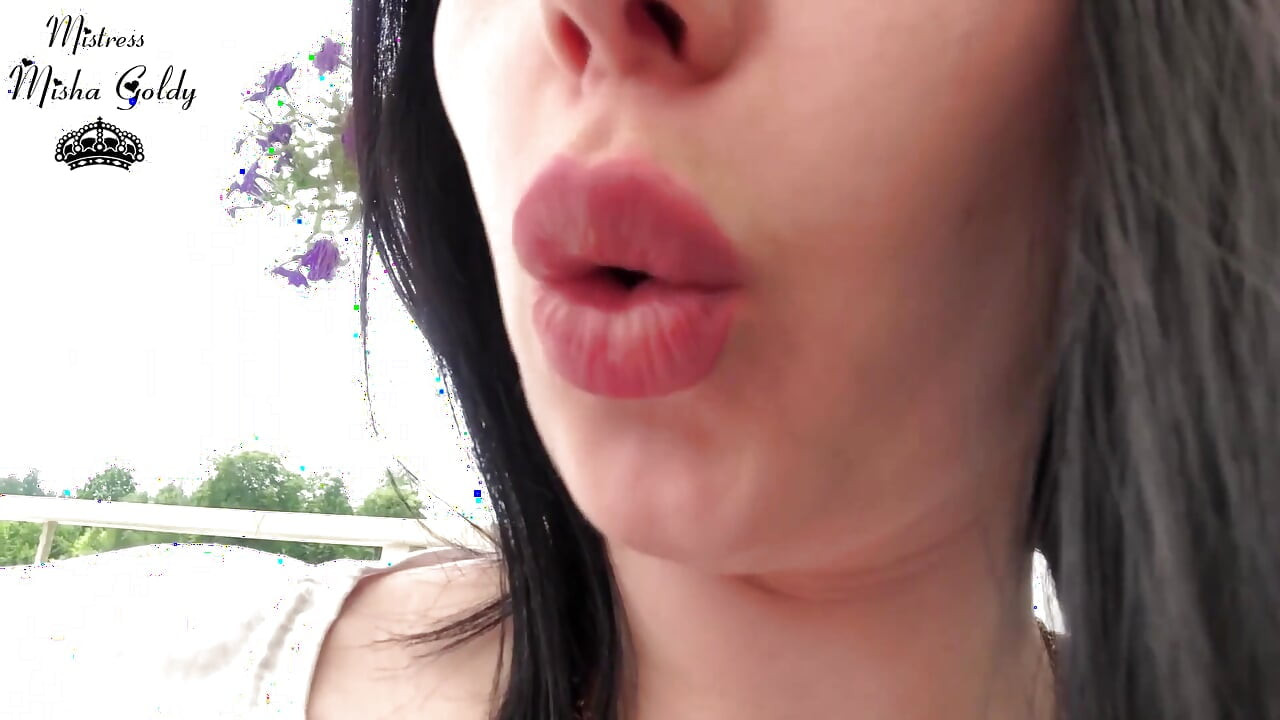 Sexy big lip  lick & smell on the lake