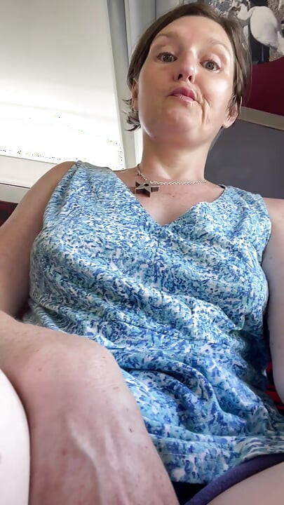 Stepmom Plays with Her Smelly Pussy at the Back of the Bus, Then Sniffs and Sucks Her Stinky Fingers!
