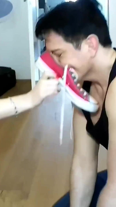 Feet Smelling Straight From Sneakers! Slut Girls Feet Sniffing Torment for Bobby!