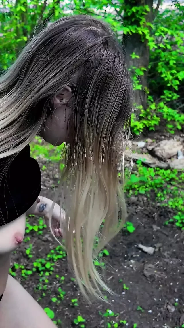 Miniature Schoolgirl Publicly in the Forest Masturbates Tight Pussy Moans Orgasm