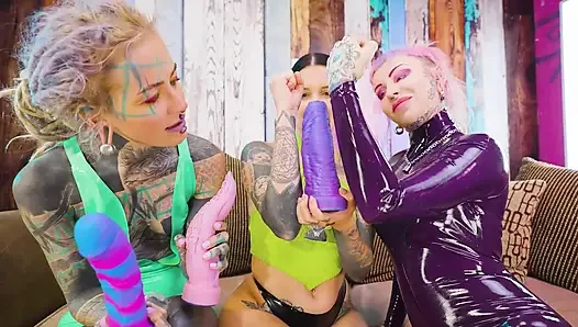 Two Dominas Wreck the Goth Girl – Toys Deep in Every Hole