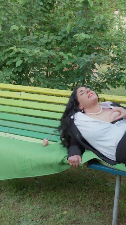 VIP4K. Mommy Pleasures Herself with a Vibrator in the Backyard | Clip 3
