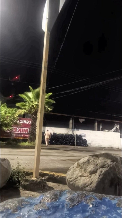 In a thong on the street