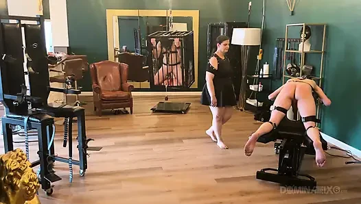 Piss Drenched Bound Slaves in Dominatrix Dungeon