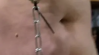 Nipple clamp pain leads to squirting orgasm