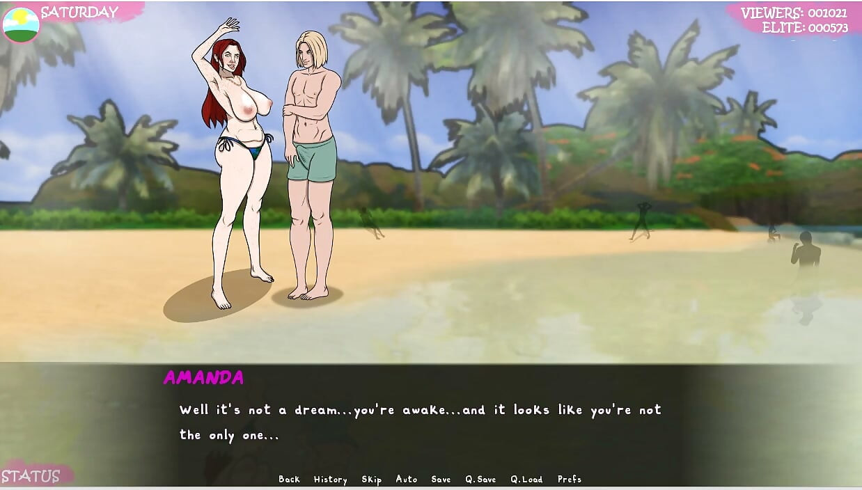 Lust Town - Lt - Gameplay - Roleplay - Nudity in Beach - Saggy Breast Topless with Big Nipples - Teasing Stranger in the Beach