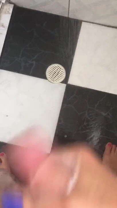 Brazilian tilf (trans-milf) with a hardon in the shower