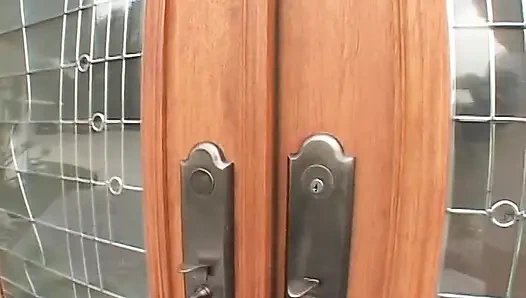 Hot babe gets big cock thrusting her pussy through town panty hose