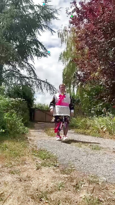 Dressed as a gardener with a new dress