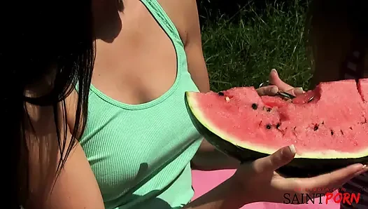 Alexis Crystal And Morgan Blanchette Have A Lesbian Moment Outdoors