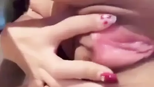 Girl with big beautiful vagina touching herself