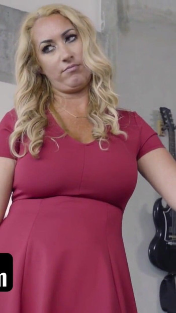 Epic moment from "PervMom - Busty Housewife Janna Hicks Moans Loud While Riding Her Stepsons Fat Cock On The Couch"