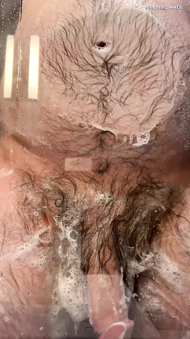 Hairy Bear Taking a Shower and Shows off Big Belly