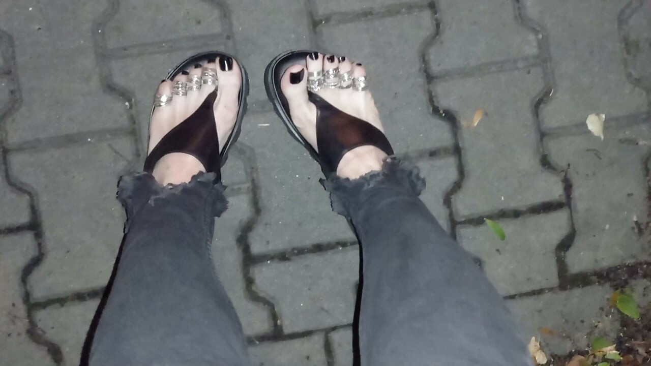 My Hot Crossdresser Feet Tease Hard Cocks on Night Walk