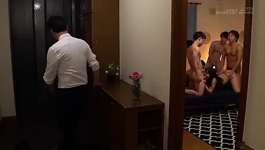 Japanese MILF Seduce Neighbors and Have a Gangbang Sex with Those Young Guys at Home. Part.3