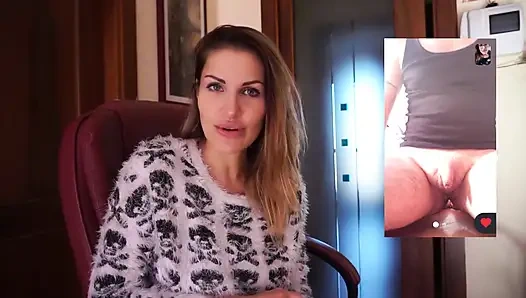 Tante seksi rambut cokelat lagi ngomongin kontol kecil banget di webcam