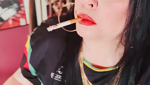 A British Tart Tina Snua Chain Smokes 2 Chinese Cigarettes With Match Light Up - Drifting Smoking OMI OME Snap Inhales