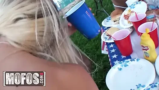 MOFOS - These Hot Pornstars Celebrate Their Independence By Sucking And Fucking All Day And Night At A Pool Party Orgy