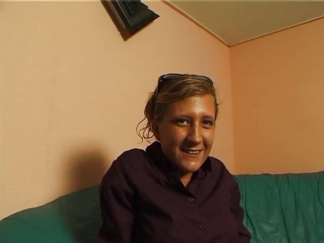 Small titted blonde rubs and fingers her pussy at the casting