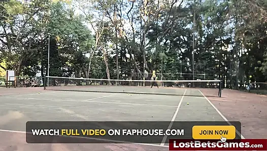Rafaela and Igor Are Taking Their Strip Tennis Match Outside