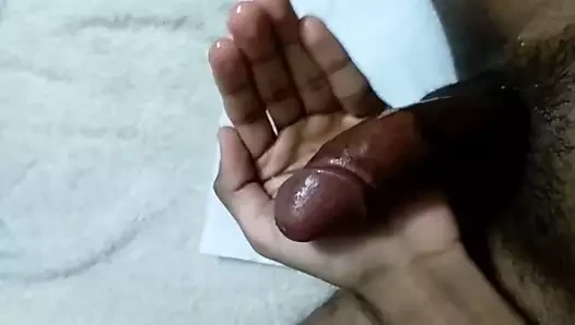 Jerking oiled cock