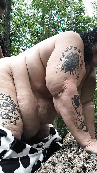 In the Fall Leaves He Bends This Fat Ho Over That Big Tree