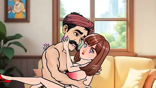 24 Year Old Girl Gets Hard Fucked by 36 Year Old Man in Living Room - Cartoon Animation