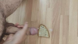 Cum on bread slice