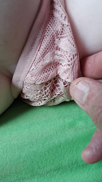 My silicone pussy with nice string gets wet..